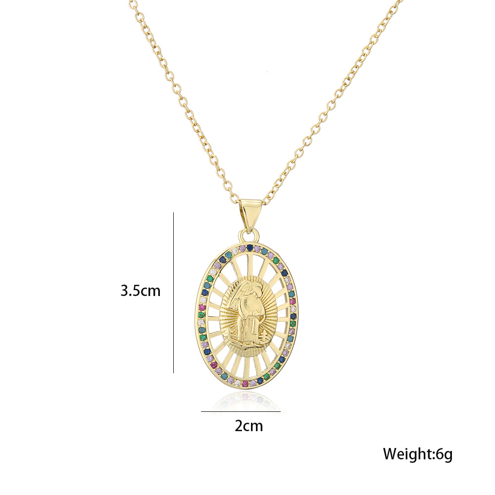 New Copper Micro-inlaid Zircon Jewelry 18k Gold Plated Hollow Geometric Pendant Necklace display picture 1