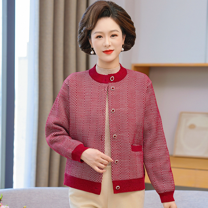 妈妈春秋加绒外套老年人秋冬装女毛衣老太太开衫保暖衣中老年衣服|undefined