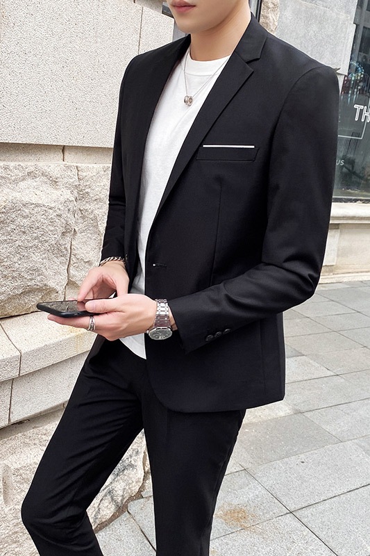 Traje de novio traje de negocios casual traje negro traje de tres piezas de estilo coreano de moda primavera y verano trabajo ropa de negocios