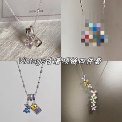 「命运之轮」太阳爱心古着吊坠项链滴釉新款小众送礼物锁骨链女