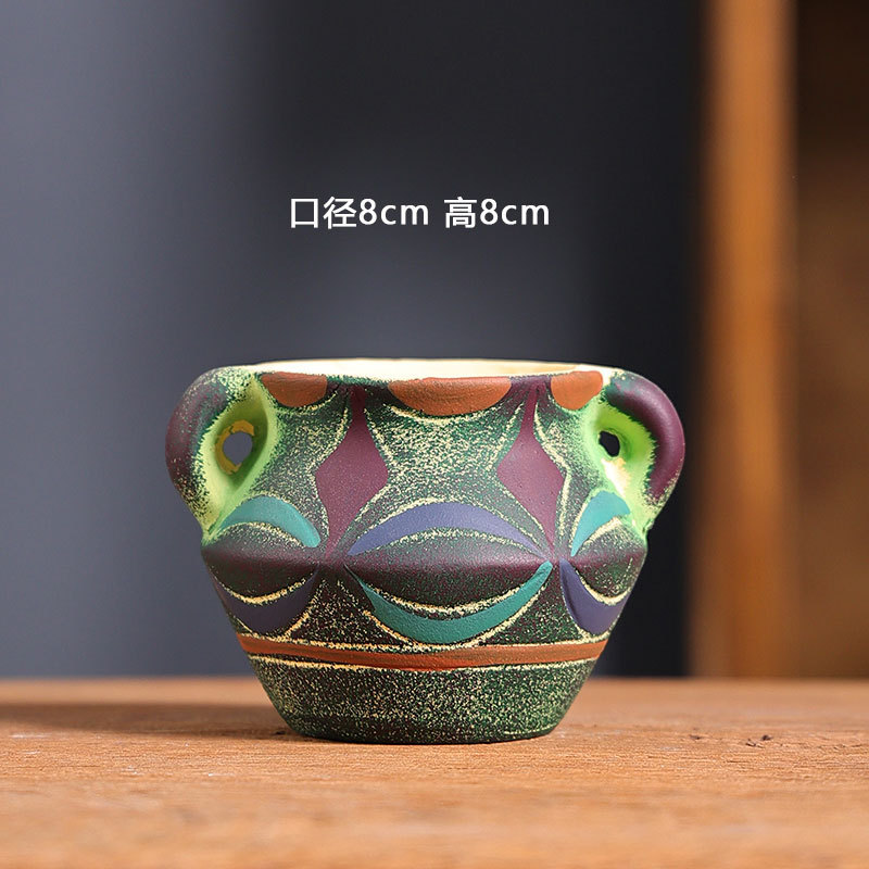 07 pequeño fabricante de macetas de flores de carne mediterránea venta directa cerámica simple de cerámica retrógrada maceta especial al por mayor