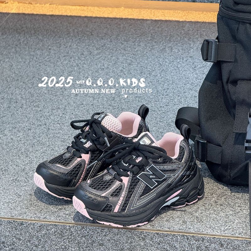 QQO童鞋 2025秋季新款儿童轻便字母运动鞋韩版男女童网面透气跑鞋|undefined