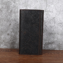 男士钱包真皮长款皮钱夹疯马皮工艺头层牛皮加厚牛皮复古个性男包