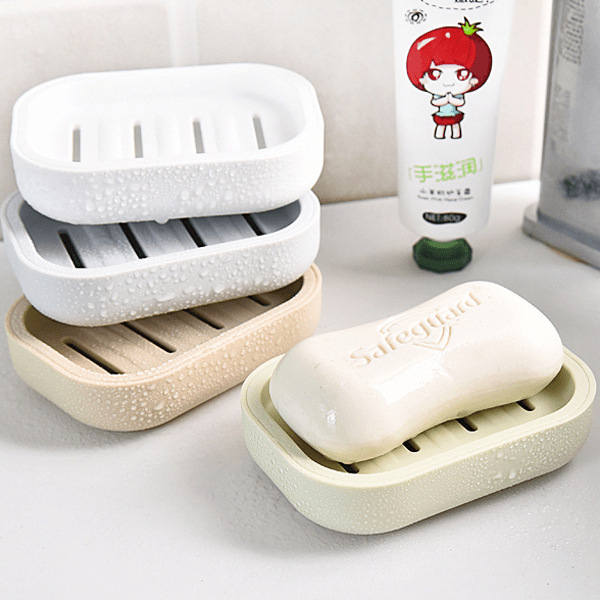 【Free Shipping】Japanese-Style Large Thick Plastic Draining Soap Dish with Lid, Double-Layer Soap Tray
