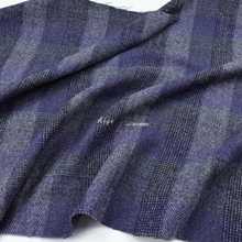 英伦中性 蓝色格纹格子95%羊毛毛料毛呢面料西装大衣马甲秋冬布料