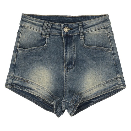 Vintage Distressed Denim Shorts for Women 2025 Summer: American-Style Hot Girl Hot Pants, Wide-Leg Ultra-Cropped Shorts with High Waist and Straight Leg, A-Line Design