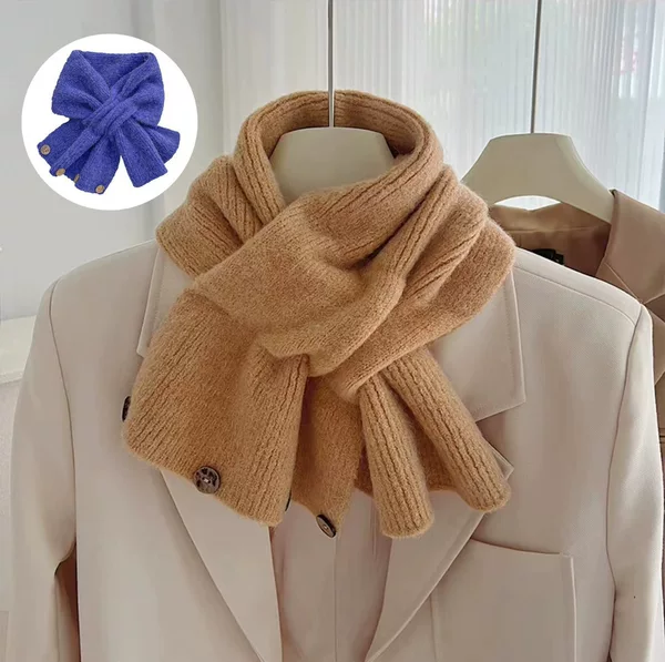 Autumn and Winter Versatile Lazy Knit Short Scarf for Female Students, Korean Style, Enhances Complexion, Solid Color, Thickened, Warm Neck Warmer