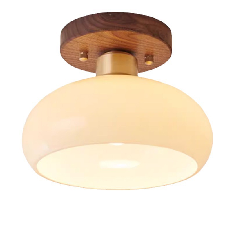 Luz lujosa lámpara de mesa de madera de nuez silenciosa pasillo luz en el hogar estilo chino de nuez lámpara retro lámpara de techo balcón de entrada
