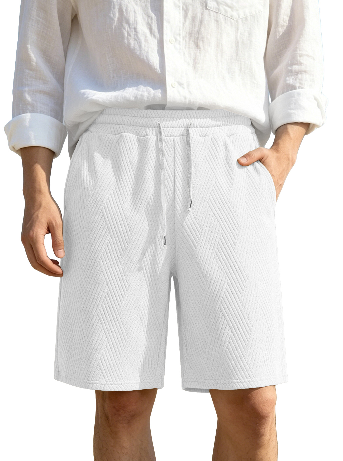Pantalones Cortos de Playa Holgados para Hombre de Poliéster, Transpirables con Cordón, para Deporte