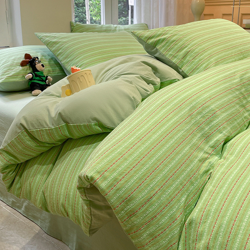 Cama de algodón lavado de algodón de clase A juego de cuatro piezas de algodón puro 2024 nuevo estilo sábana cubierta de edredón juego de tres piezas de dormitorio 4