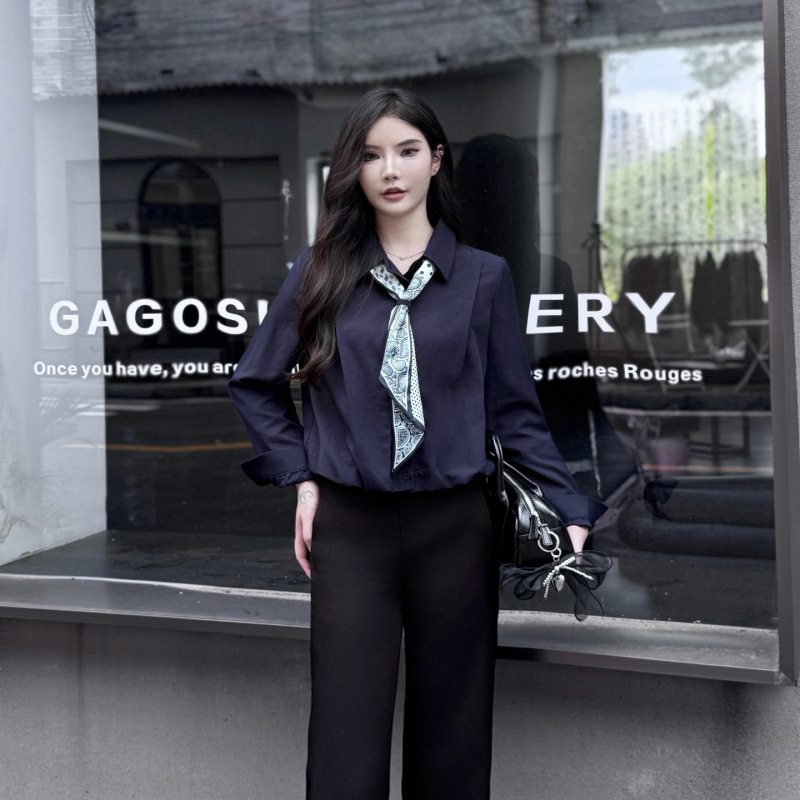 爆款女装2025秋季新款韩版时尚长袖衬衫女设计感小众宽松休闲上衣|undefined