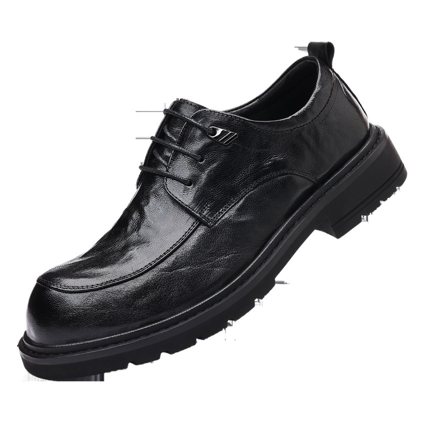 Novedad de verano, zapatos de cuero informales de piel de cabra de capa superior para hombre, zapatos de negocios de cuero genuino para hombre, zapatos de punta redonda para hombre, zapatos planos transpirables