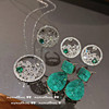 Round Dance Meteor Tear Drop Dispot Earrings Plated 18K Golden Ladder Flash Drill Emerald Emerald Earrings