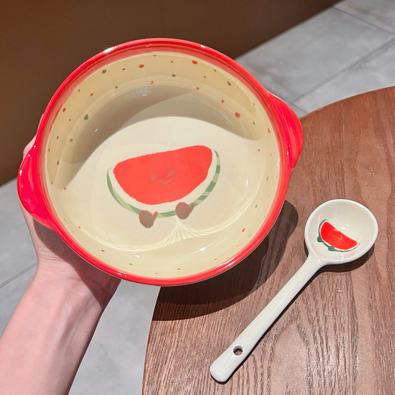 6-Inch Double Noodle Bowl – Red Watermelon