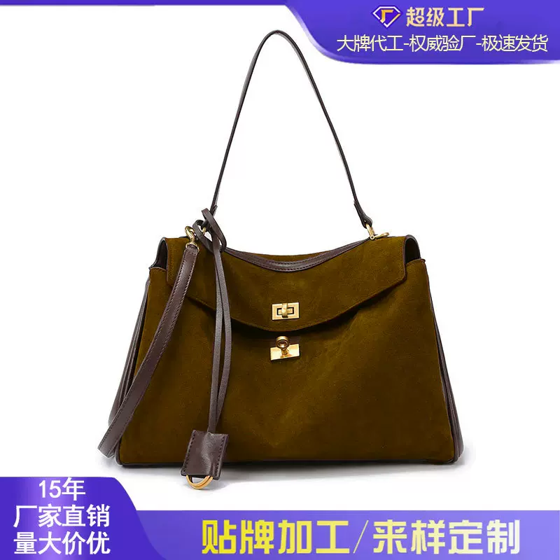 跨境托特包秋冬高级感磨砂皮包包女新款单肩包时尚大容量通勤女包