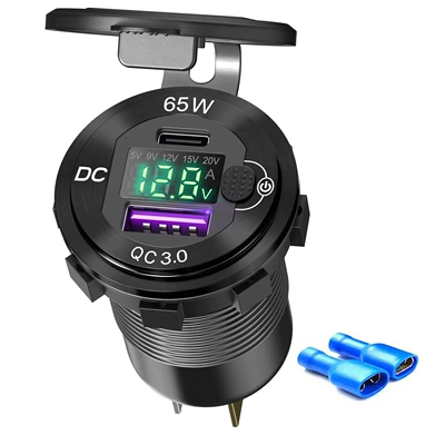 Mobil şarj cihazları charger PD QC3.0 modified car - green-screen