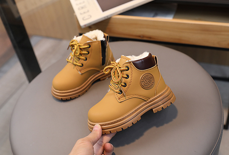 Winter New Children's Snow Boots with Plush and Warm Cotton Shoes for Boys, Yellow Boots for Girls, Martins Boots_voghion.com