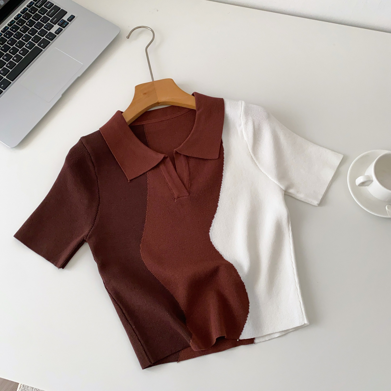 Chic Retro Polo Strickoberteil Für Damen - Stylische Bluse_voghion.com