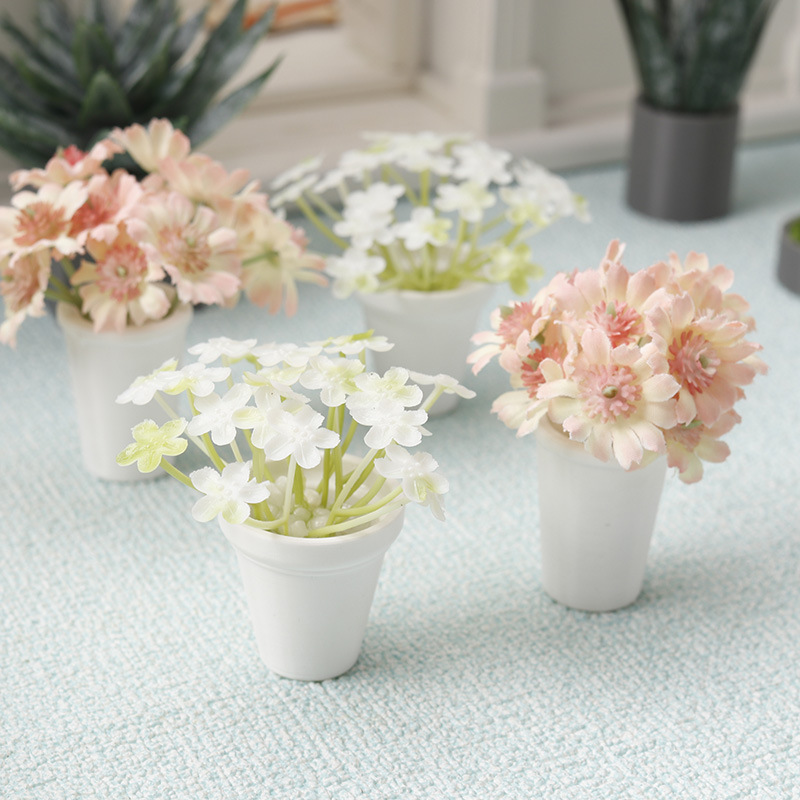 Miniature Plants and Flowers for Dollhouse Decoration, 1:12 Scale, Ob11 Dollhouse, DIY Pretend Play