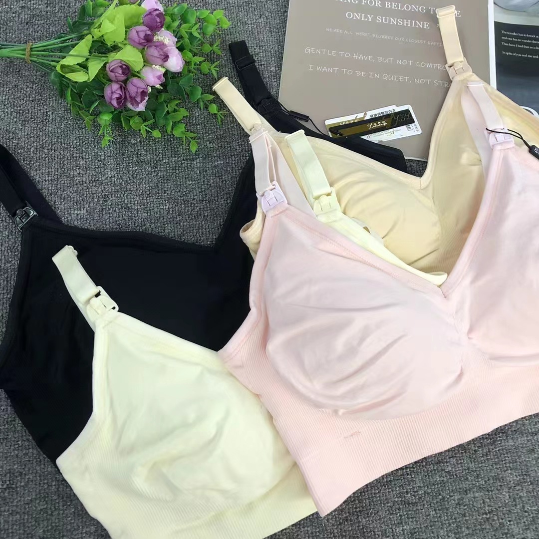 Nuevo tipo de embarazada sin anillo de acero abierto delantero gran tamaño de bra de lactancia de lactancia ajustable tipo de bra sin costura de la ropa interior