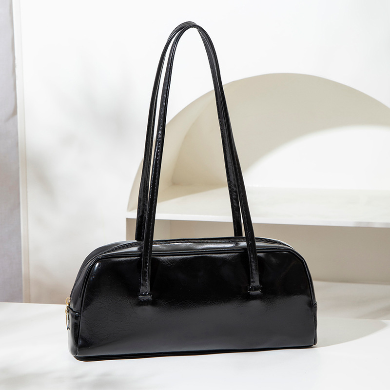 Bolso de Hombro y Axilar de Mano en Color Liso de PU Empalmado para Uso Diario