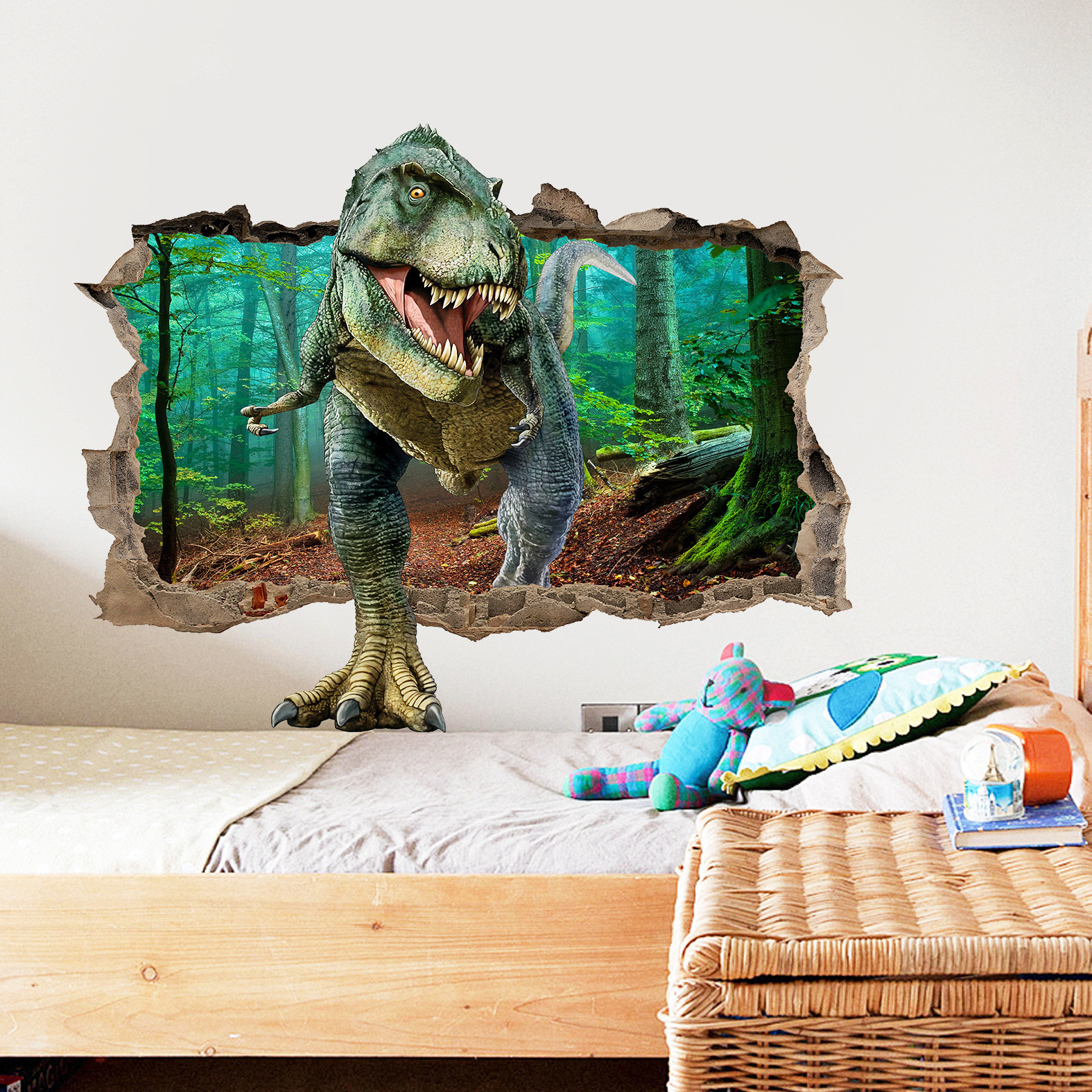 New Creative 3D Wall-breaking Dinosaur Wall For Bedroom, Living Children's Room, Self-adhesive Removable Home Decor_voghion.com