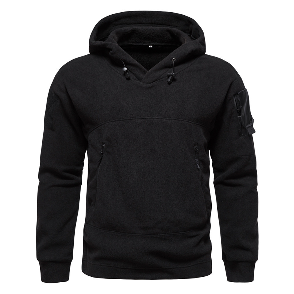 Cross-Border Sports Jacket Men's Outdoor Warm Fleece Tactical Clothing Autumn and Winter Polar Fleece Hooded Men's Sweatshirt