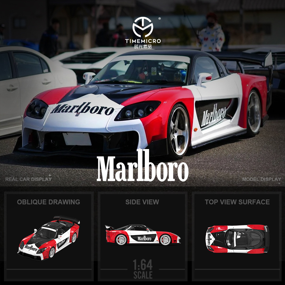 TIME TIMEMICRO1:64 MAZDA RX-7 VEILSIDE MARLBORO 시뮬레이션 합금 자동차 모델