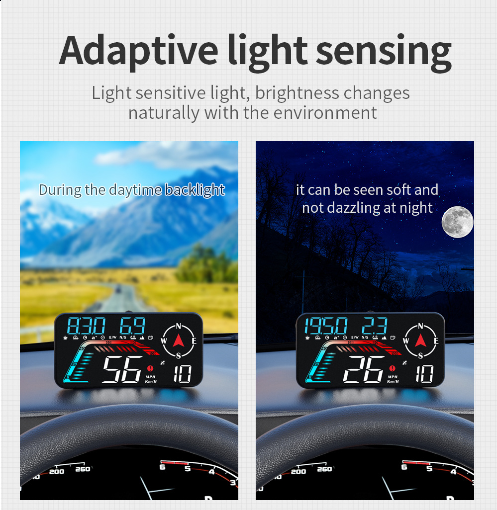 Universal Car HUD Head-Up Display, Beidou GPS Car Driving Direction and Time Display, New Cross-Border Model