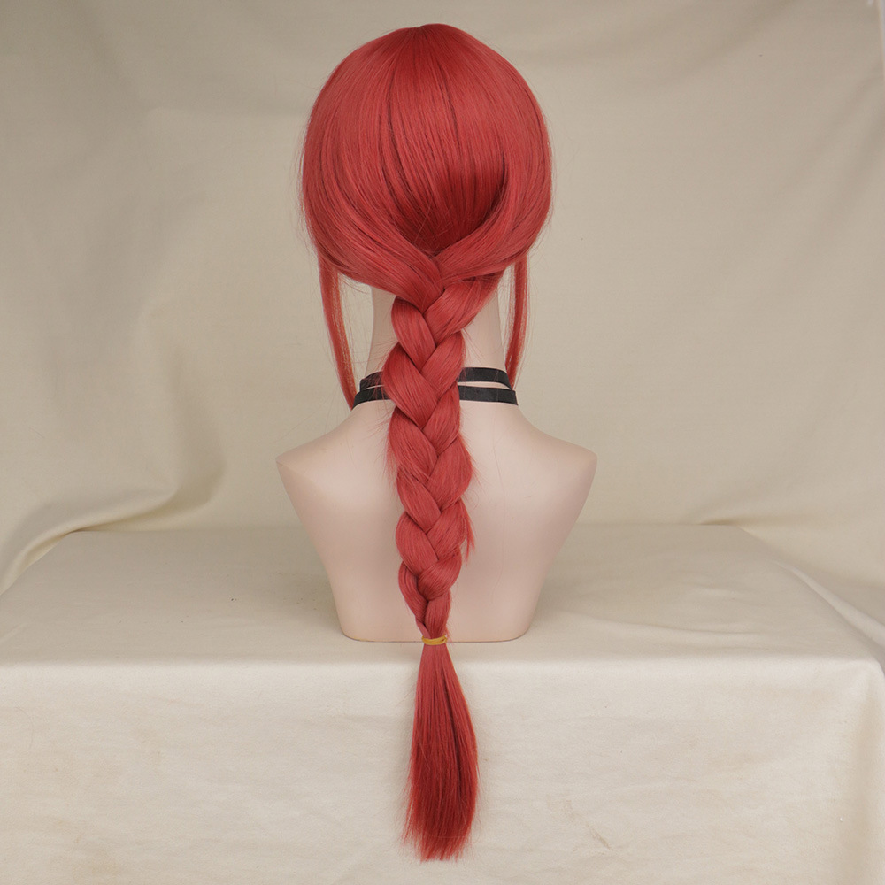 Anime motosierra humana maqima Cosplay peluca Rosa Rojo Twist trenza cara colección pelo falso temprano Sichuan