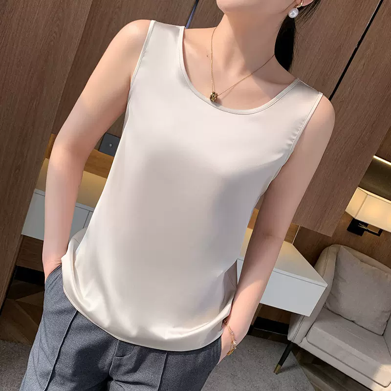 夏新款圆领吊带背心女春夏款西装内搭宽松显瘦大码上衣纯色打底衫