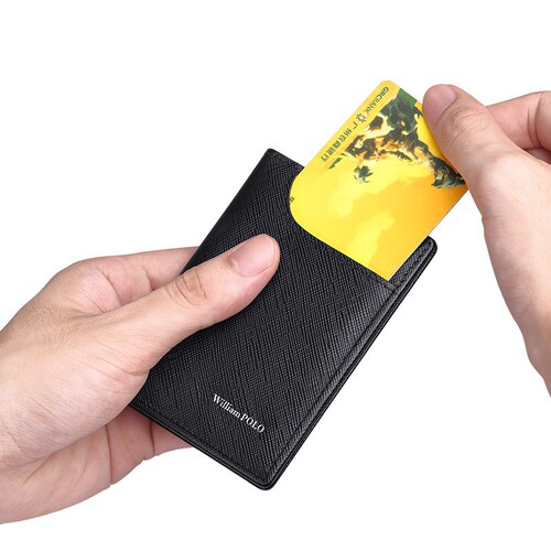 Emperor Paul card holder men's genuine leather ultra-thin card holder men's bank card bag first layer cowhide card bag anti-degaussing cross-border