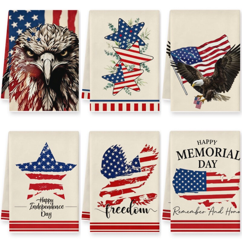 American-Style Printed Towels, Independence Day Themed Home Decoration Tea Towels, Kitchen Cleaning Absorbent Towel Set Wholesale American-Style Printed Towels, Independence Day Themed Home Decoration Tea Towels, Kitchen Cleaning Absorbent Towel Set Wholesale