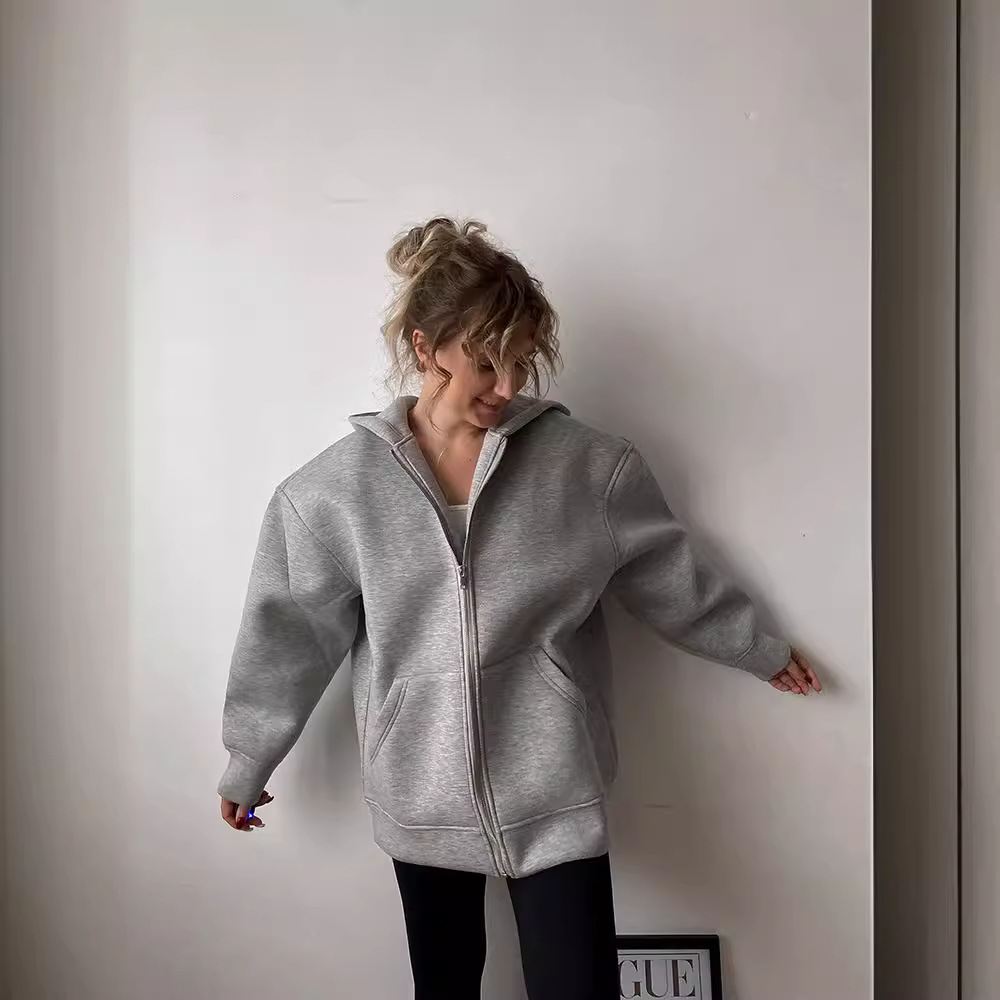 Women's Clothing autumn and winter hooded long sleeved jacket zipper basic jacket new women's casual sweatshirt_voghion.com