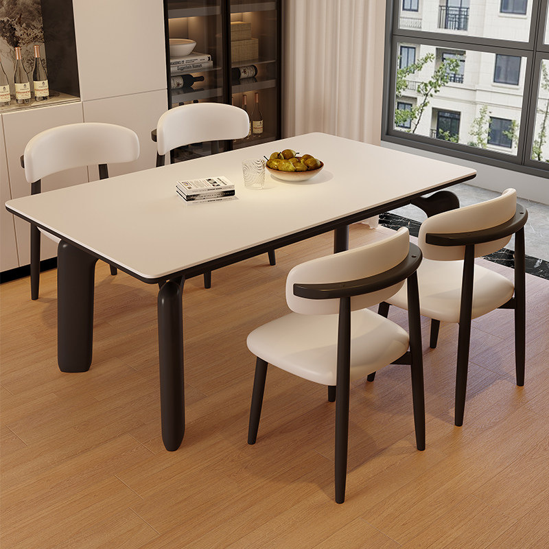 Mesa de comedor de roca de soporte completo, mesa de comedor y silla, combinación doméstica, pequeña casa, retrógrada, simple y moderna mesa de comedor