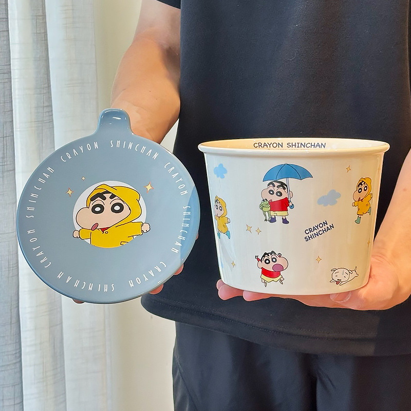 クレヨンしんちゃんセラミックインスタントラーメンボウルホーム新2025高価値カップル大スープヌードルボウル女性ギフトお土産|undefined