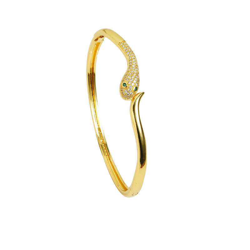 Brazalete de oro de arena vietnamita transfronterizo, estilo de lujo ligero, brazalete de serpiente con incrustaciones de diamantes, diseño de temperamento, joyería que no se desvanece durante mucho tiempo