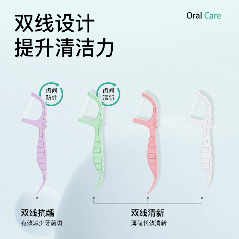 国境を越えた対外貿易60本の二重線は独立してミント味のフロスバーの中性高張力英語包装を入れて歯を抜いた|undefined