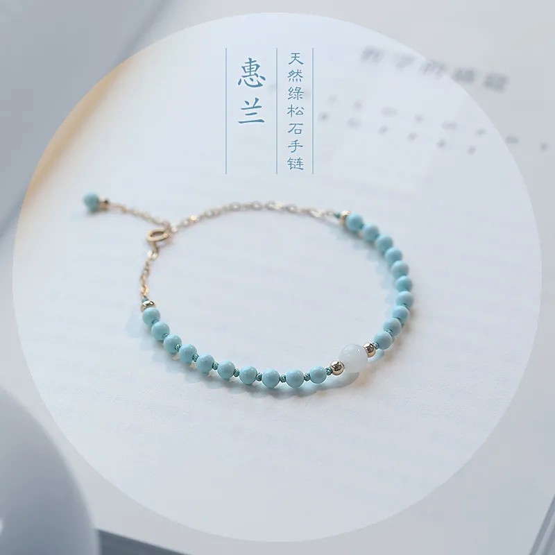 New Natural Turquoise Blue Elegant Fresh Artistic Girl's Fine Bracelet for Girlfriend Birthday Gift New Natural Turquoise Blue Elegant Fresh Artistic Girl's Fine Bracelet for Girlfriend Birthday Gift