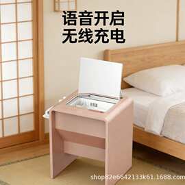跨境韩式智能美妆台无线充电智能语音储物高颜值卧室梳妆台金色