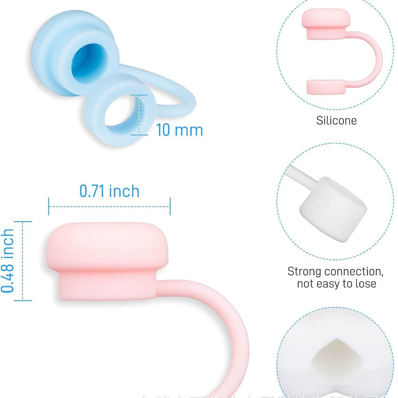 Universal genuine dustproof hermetic silicone straw, 9-10mm