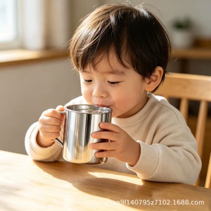 304 stainless steel water cup, double-layer insulated thermal cup, universal with handle, milk cup, coffee cup, child-proof anti-scalding