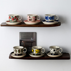 フィンランド手描き陶磁器コーヒーカップ皿セット中古カップ午後茶花茶器カップ復古マークカップ