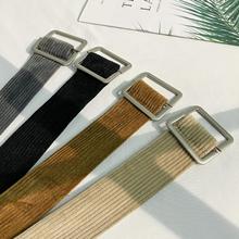 男女同款免打孔牛仔裤带复古简约情侣百搭个性日系韩版拼色腰带潮