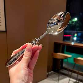 精致不锈钢勺子西餐餐具罗马勺子轻奢罗马柱主餐勺罗马柱茶勺子