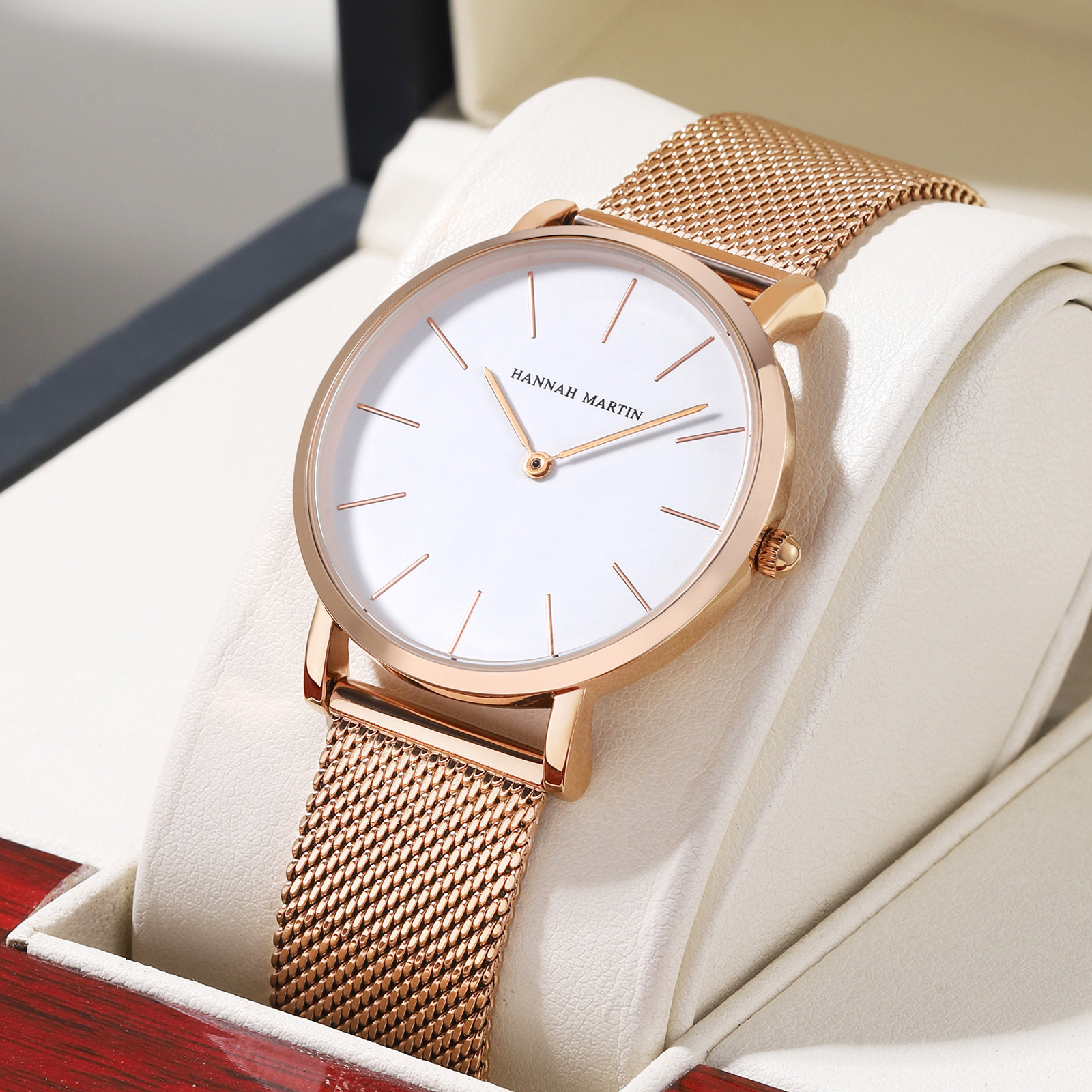 Nuevo Reloj de Mujer con Movimiento Japonés, Resistente al Agua, Estilo Nórdico, Minimalista y de Lujo, Correa de Malla de Acero Inoxidable, Delgado, Transfronterizo