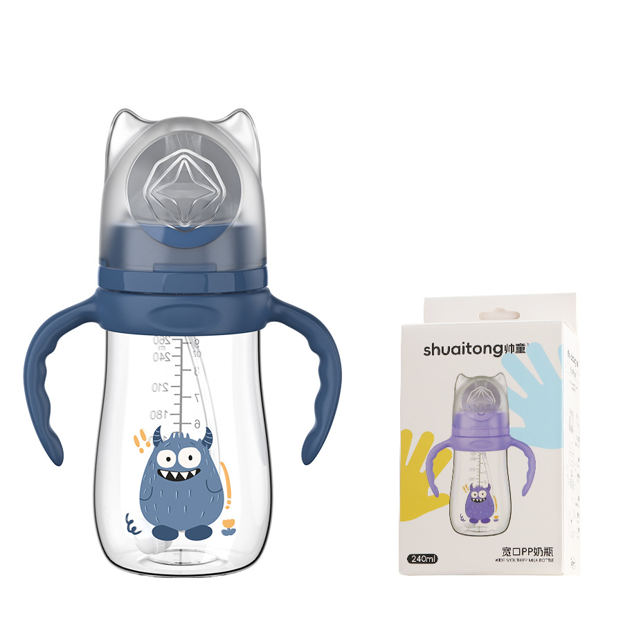 Biberón para bebés Biberón anti-asfixia y anti-flatulencia de gran calibre para bebés Biberón anti-caída y a prueba de fugas para recién nacidos