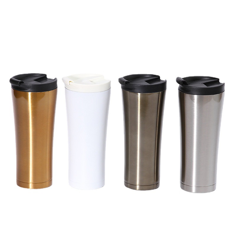 Coche 304 taza de vacío de acero inoxidable moda simple Flip taza de café de oficina de negocios taza de vacío portátil al por mayor