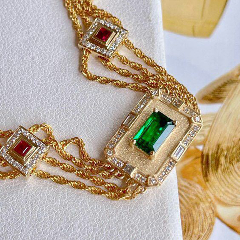 British Style Rectangle Copper Gold Plated Zircon Bracelets 1 Piece