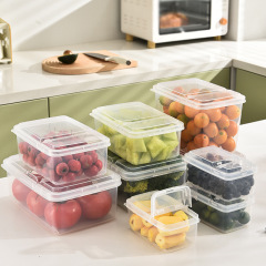 ふたをひっくり返して新鮮な箱のプラスチックの食品級の透明な大きいサイズの長方形の冷蔵庫の台所の貯蔵物のふたをひっくり返します式の収納箱は小さいです。